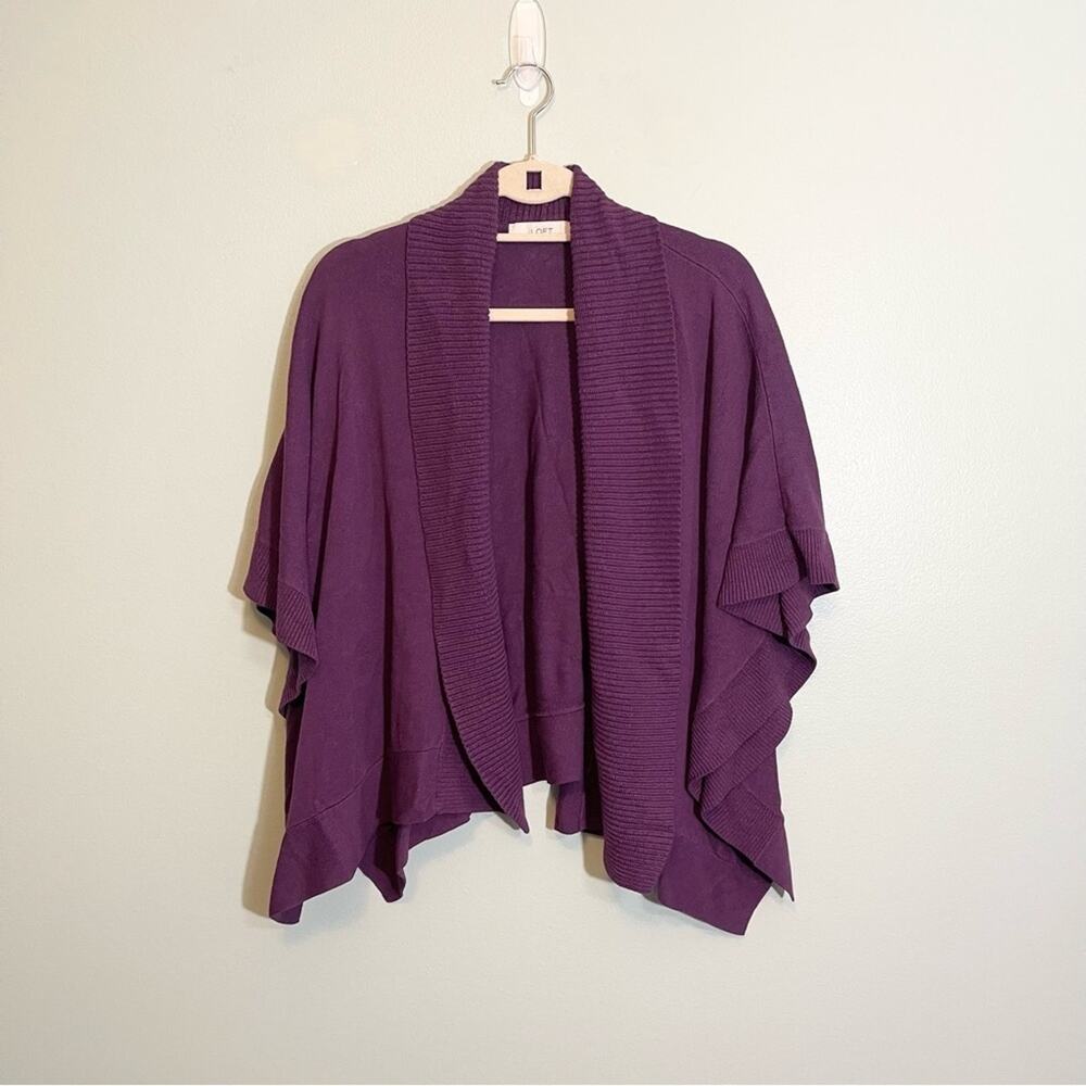 Ann Taylor Loft Ribbed Trim Knit Open Front Short Sleeve Cardigan‎ Sweater XS/S